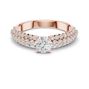 Bague de fiançailles en diamant de laboratoire rond brillant de 1,04 carat, clarté VVS-VS EF, CVD, or 18 carats, 14 carats, 10 carats et argent 925 rose - Product Image 1