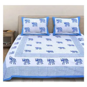 Modische Handblock-Elefant bestickte gesteppte Bettdecke auf dem Bett Sommer-Bettdecke Ab Seiten-Bettdecke-Sets