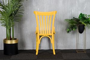 เก้าอี้รับประทานอาหารไม้สีเหลืองทันสมัยสไตล์ย้อนยุคกรอบโค้งตัวหนาเหมาะสำหรับห้องนั่งเล่นโรงแรมและพื้นที่กลางแจ้ง - Product Image 5