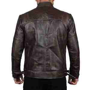 Chaqueta de Cuero Genuina Personalizada para Hombre, Chaqueta de Cuero Estilo Bomber, Chaqueta de Cuero para Motocicleta con Cremallera para Hombre - Product Image 4