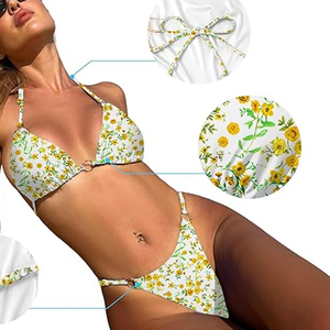 Ensembles de maillots de bain bikini deux pièces en gros Maillots de bain brésiliens avec des fleurs Maillots de bain pour femmes - Product Image 5