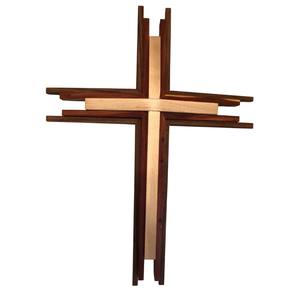 Croix en bois multicouches faite à la main décoration murale en bois dur naturel religieux chrétien parfait pour la chapelle ou le bureau à la maison - Product Image 1