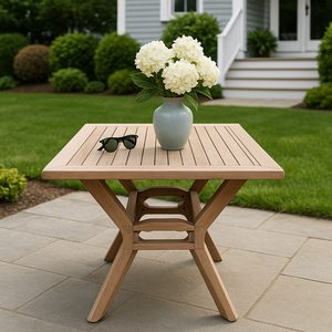 Durable Square <b>Folding</b> Solid Wood Patio <b>Table</b> Scandinavian Design UV-Resistant Outdoor Furniture for Parks Villas Courtyards - Product Image 1