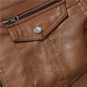 Veste en cuir de vachette pour homme de qualité supérieure pour l'automne et l'hiver, col montant, imperméable, respirante, écologique, décontractée, personnalisable - Product Image 4