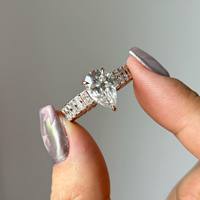 Cincin Moissanite 2CT Potongan Pir dan Zamrud Model Eternity Band Perak 925 Asli Berlapis Emas, Perhiasan Pernikahan, Hadiah Untuk Pasangan