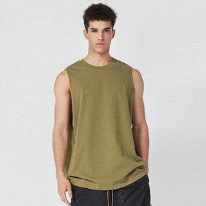 T-shirts de fitness d'été personnalisés pour hommes ensemble de chemises sans manches 100% coton avec design uni vêtements de sport décontractés avec propre logo style formel - Product Image 2