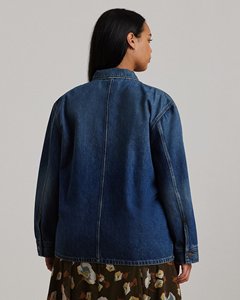 Women <b>Denim</b> Jacket Turn-down Collar Utility Style Full Sleeve Patch Pockets Washed Cotton Autumn Wear - Product Image 3