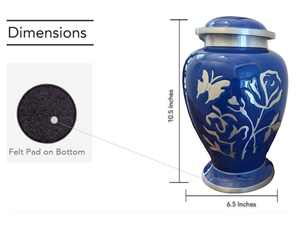 Urna Azul con Grabado de Mariposa y Rosa, Urnas de Aluminio para Cenizas Humanas, Urnas Grandes para Cenizas de Adultos, Hombres y Mujeres - Product Image 5