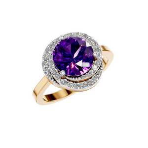 OEM ODM Custom 14K 18K Gold Lab Grown Amethyst Halo Solitaire <b>Ring</b> Classic IGI Certified 2.5 Carat Prong Setting Fine Jewelry - Product Image 6