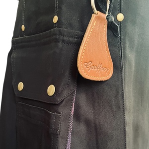 Kilt utilitaire décontracté pour femme, 100 % acrylique noir, motif tartan écossais, 290 g/m², logo brodé sur le devant, lavable - Product Image 5