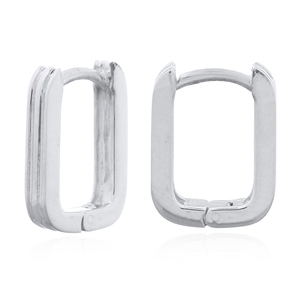 Trendy Sleek Round Rectangle <b>Hinged</b> 925 Silver Hoop <b>Earrings</b> for Women's Party & Gift Direct From Thailand - Product Image 1