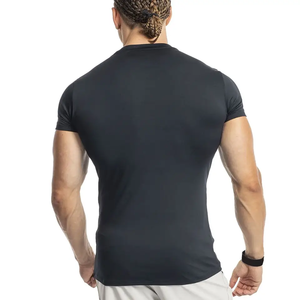 Camiseta de gimnasio con estampado OEM para entrenamiento, camiseta transpirable atlética con cuello redondo para correr, camiseta de gimnasio de compresión personalizada para entrenamiento deportivo - Product Image 2