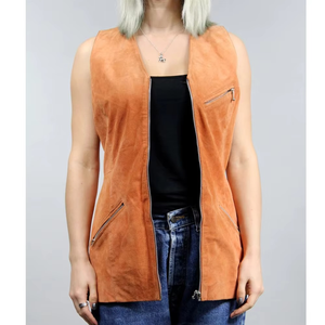 Nuevo Chaleco de Cuero para Mujer, de Alta Calidad, Estilo Motero, de Cuero Genuino, Cortavientos, Moderno, en Diferentes Colores Lisos - Product Image 4