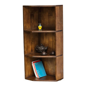 Étagère d'angle moderne à 3 niveaux KGT68024 40x32x99cm en bois d'hévéa, gain de place pour la maison, le bureau, l'atelier, le salon, la chambre - Product Image 1