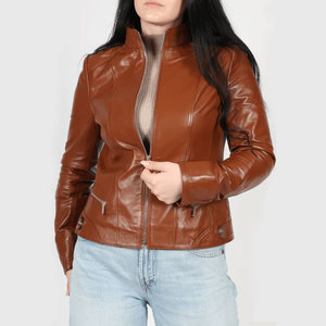 Multi-Pocket Women's Fashion <b>Genuine</b> <b>Leather</b> <b>Jacket</b> Breathable Windproof Knitted Woven Design New Arrival - Product Image 6