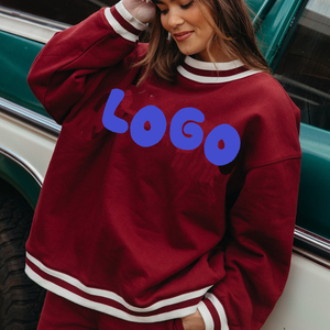 เสื้อฮู้ดผู้หญิงทรงหลวม คอสูง ผ้าฝ้ายฟลีซ เนื้อเฟรนช์เทอร์รี่ สีพื้น ไซส์ใหญ่ สำหรับฤดูหนาว - Product Image 1