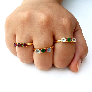 Customized Fashion Jewelry Sterling Silver 925 Gold Plated Bezel Setting Multi Gemstones Women's <b>Rings</b> Handmade Trendy Party - Product Image 6