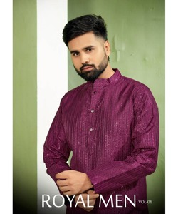 Ensemble de pyjama arabe bleu marine AchkanBandhgalaSherwaniKurtaPajama pour hommes en tissu d'hiver en coton avec design élégant de chaîne de bouton de col - Product Image 2