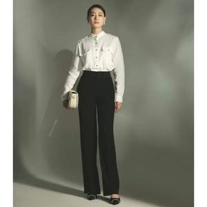 Pantalones elegantes de reina de alta moda para mujer, paños de seda de pierna recta minimalistas, servicio ODM para primavera para uso en verano e invierno - Product Image 1