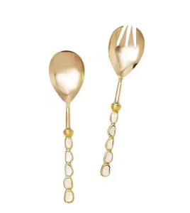 Accessoires de cuisine au design exceptionnel, service à salade classique finition or, couverts en métal avec manche - Product Image 6