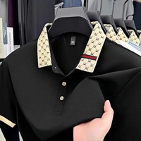 Polo de marca de lujo de manga corta para hombre, novedad de verano, top de mezcla de algodón con cuello abatible, diseño jacquard, camiseta de moda informal