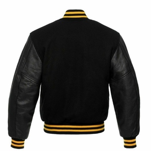 Blouson universitaire d'hiver pour homme, entièrement noir, sur mesure, léger et respirant, écologique, très vendu - Product Image 1