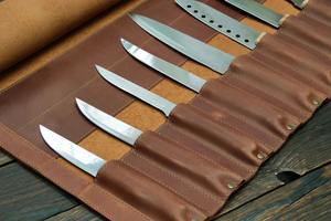 Portable <b>Rolling</b> Genuine Leather Durable OEM Vintage Chef Knife <b>Backpack</b> Case LKR-0260 - Product Image 4