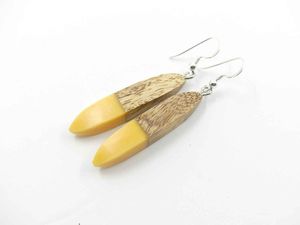 HEXAGONS <b>WOODEN</b> STRIKING WARMTH DANGLES <b>Gold</b> Foil Black White Resin Heart Shape Earrings Square Round Geometric <b>Wooden</b> Resin - Product Image 6