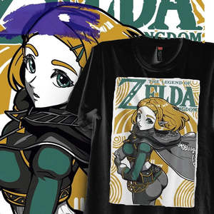 T-shirt court en maille respirant pour femme, style princesse Zelda, en coton, coupe ajustée et oversize, uni, technique, style coréen - Product Image 2