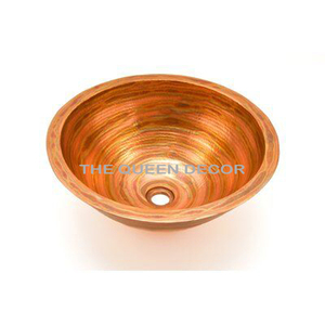 Lavabo rond antique en cuivre gaufré à la main de conception moderne pour salle de bain fabricant en Inde utiliser l'intérieur - Product Image 4