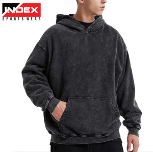 Sudadera con Capucha para Hombre Index Sportswear, 100% Algodón, Felpa Francesa, Lavada, Talla Grande, Color Sólido, Estilo Casual para Otoño - Product Image 6
