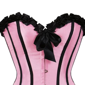 คอร์เซ็ทหนังซาตินสไตล์วินเทจชุดกระชับสัดส่วนเข้ารูปสำหรับผู้หญิงชุดแต่งลูกไม้แบบปรับได้ระบายอากาศ - Product Image 6