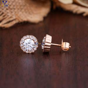 Labstone Classic 1.71 TDW Boucles d'oreilles en or rose taille ronde avec diamant Couleur EF-VS Certifié IGI Or 18K & 14K - Product Image 3