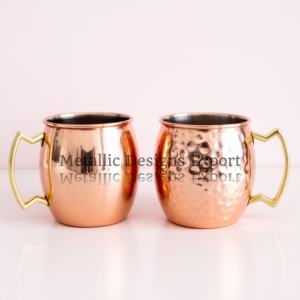 Authentique lot de 2 mules de Moscou en acier inoxydable cuivré poignée en laiton métallique finition martelée écologique pour boire - Product Image 1