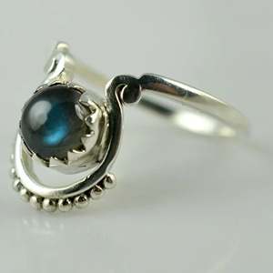 Handmade Boho 925 Sterling Silver <b>Ring</b> with <b>Labradorite</b> Round Shape Moissanite Jewelry Perfect Gift for Her Birthday - Product Image 3