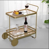 Chariots de bar en métal doré de luxe pour hôtels et meubles de maison, chariot à boissons, chariot à vin et à bière, chariot de service en métal pour hôtels