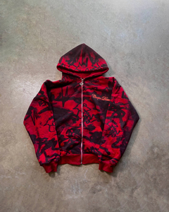 Hombres peso pesado alta calidad cómodo Streetwear 450 GSM personalizado desgastado bordado Sudadera con capucha cara completa Zip up Sudadera con capucha para hombres - Product Image 4