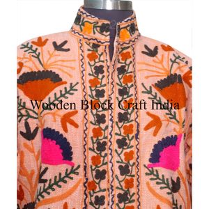 Veste élégante en tissu indien tricoté respirant, broderie à la main, matelassée, tissée, en coton floral, tissu Suzani, décontractée, hiver/printemps - Product Image 3