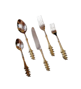 Juego de cubiertos de metal pulido con espejo, juego de cubiertos de diseñador de estilo clásico antiguo para hoteles, cocina, artículo de boda - Product Image 2