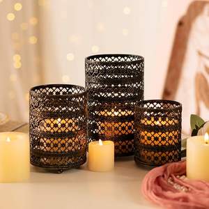 Juego de 3 portavelas de metal, juegos de portavelas decorativos - Product Image 4