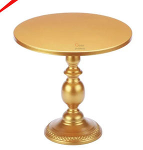 Nouvel arrivage de support de gâteau en métal de forme ronde dorée au design classique pour la fête de mariage - Product Image 1