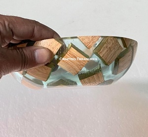 Cuenco de madera decorado con resina de nuevo diseño de alta calidad, un artículo de cocina hermoso y funcional para servir alimentos - Product Image 4