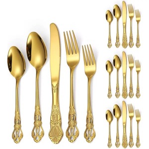 Ensemble de couverts haut de gamme fini or couverts de qualité supérieure pour hôtel et centre de villégiature de luxe ou cadeau d'Inde - Product Image 4