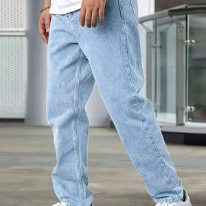 Wholesale Men Classic <b>Blue</b> Cotton Jeans Pant Slim Fit Stretch Casual Design With Custom Regular Fit Lightweight <b>Canvas</b> Thickness - Product Image 1
