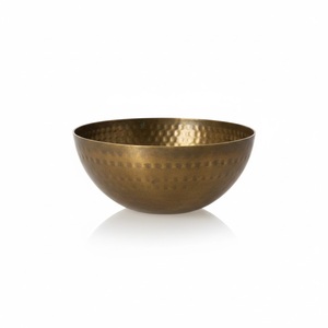 Bol de service en métal martelé finition antique en laiton pour la décoration de la table à manger, ustensiles de cuisine, bols de service pour aliments - Product Image 1
