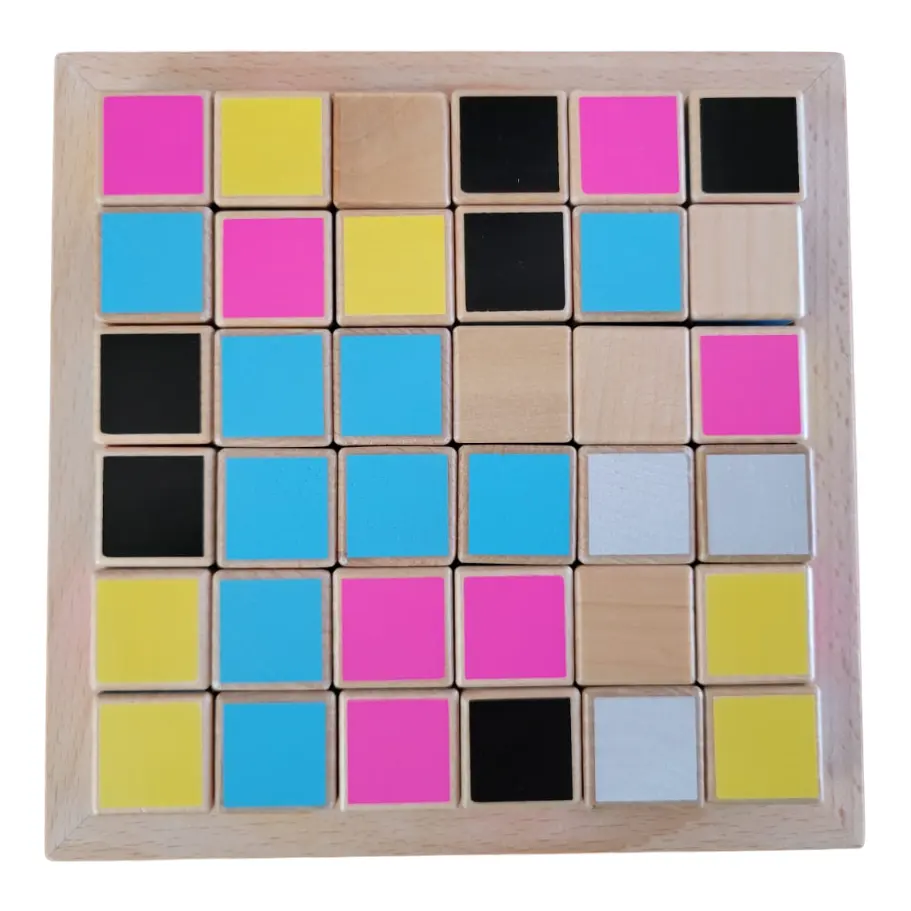 Personalizado Boa Qualidade Colorido De Madeira Bloco Quadrado Montessori Puzzle Game Brinquedos Educativos