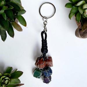 Porte-clés poli des sept chakras de qualité supérieure, écologique, purification énergétique et protection, décoration d'intérieur Feng Shui, rond - Product Image 3