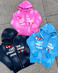 Sudadera con capucha de felpa francesa personalizada al por mayor, estilo vintage desgastado, con lavado ácido, de gran tamaño, de peso pesado, conjunto de 2 piezas con pedrería - Product Image 4