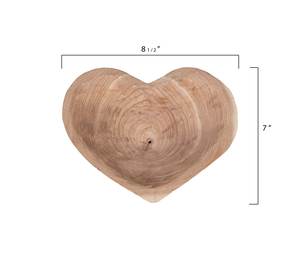 Bol en bois naturel en forme de cœur avec détails dorés élégants Bol décoratif polyvalent pour tables ou présentoirs de fruits - Product Image 1