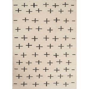 พรมปูพื้นลายเรขาคณิต Nomadic Threads รุ่น Adhm-07 สีงาช้าง ทำจากปอกระเจา ทอแบบแบน รูปทรงสี่เหลี่ยมผืนผ้า เหมาะสำหรับทางเดิน ห้องโถง ทางเข้าบ้าน และข้างเตียง - Product Image 1